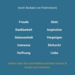 Liste mit Gefühlen Positive Emotionen